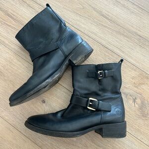 Tory Burch Black Leather Moto Boots